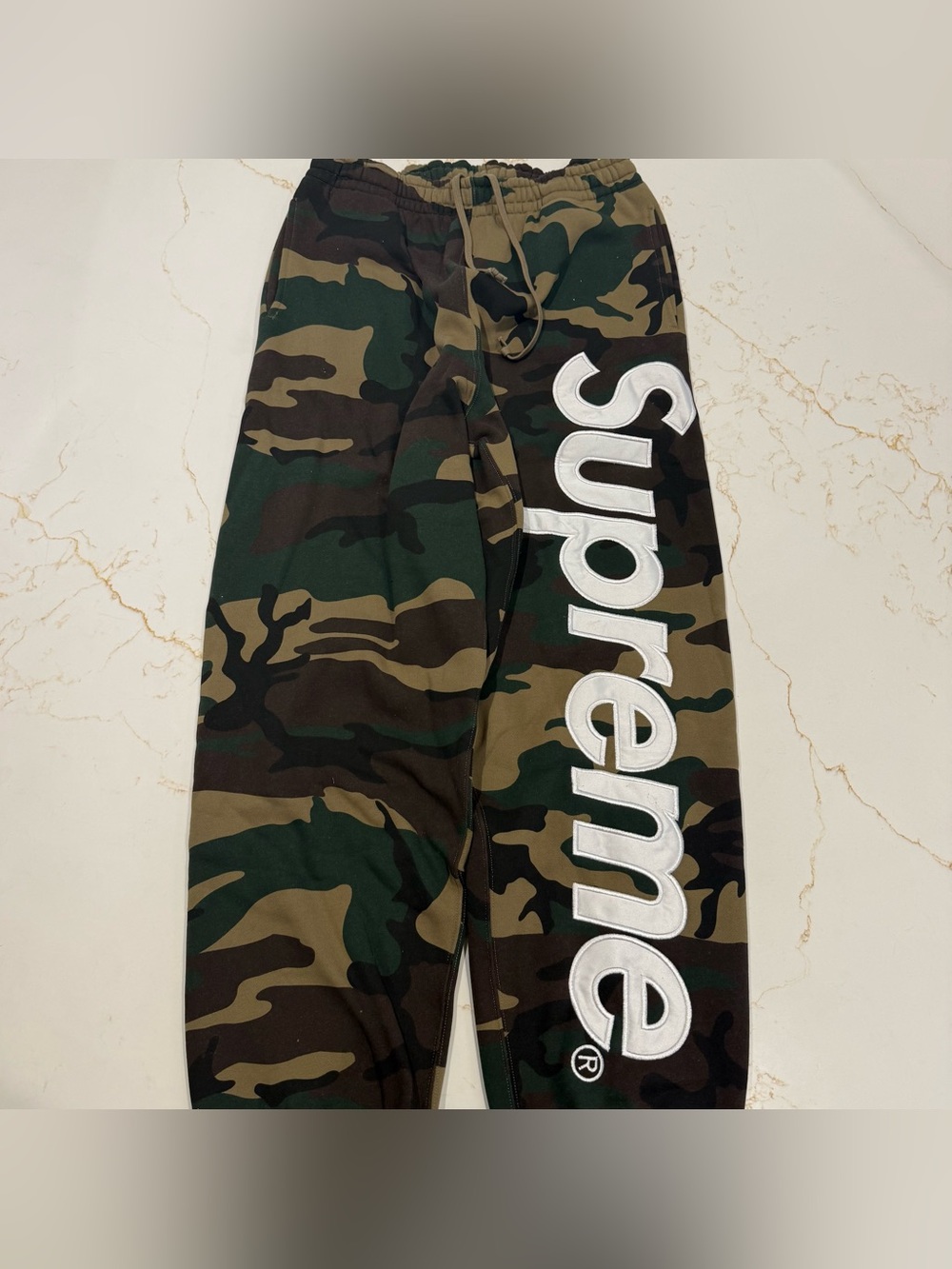 Supreme Satin Applique Sweatpants Woodland Camo(SS26) Size Medium